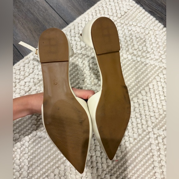 Journee Collection Pointed Toe Ballet Flat in Bone | Bridal Flat Shoes - Picture 11 of 11